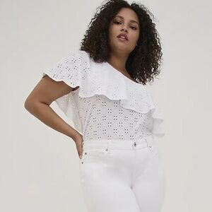 Torrid One Shoulder Ruffle Eyelet Top NWT Size 0X